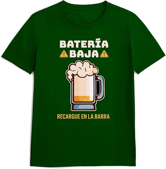 Camiseta cervecera con mensaje de batería baja